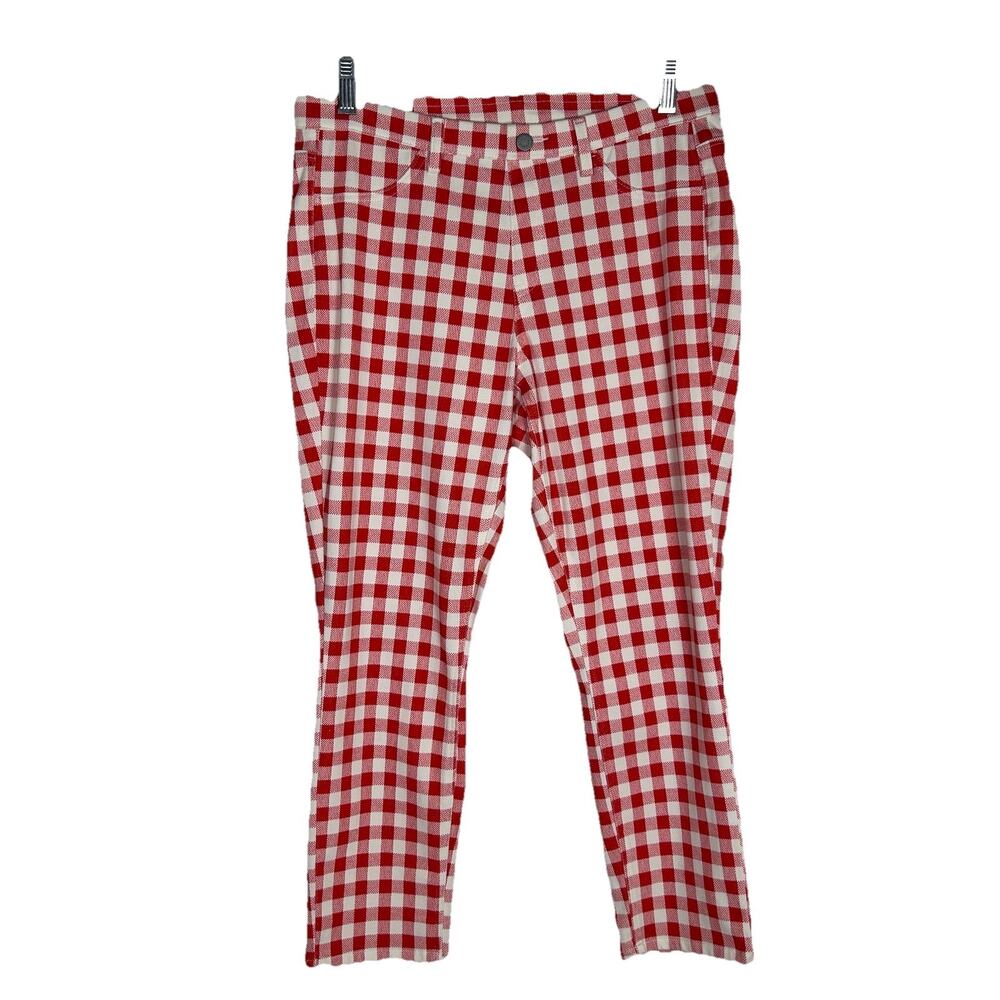 UNIQLO NWT Womens XL gingham checkered crop mid-rise ankle legging pants preppy